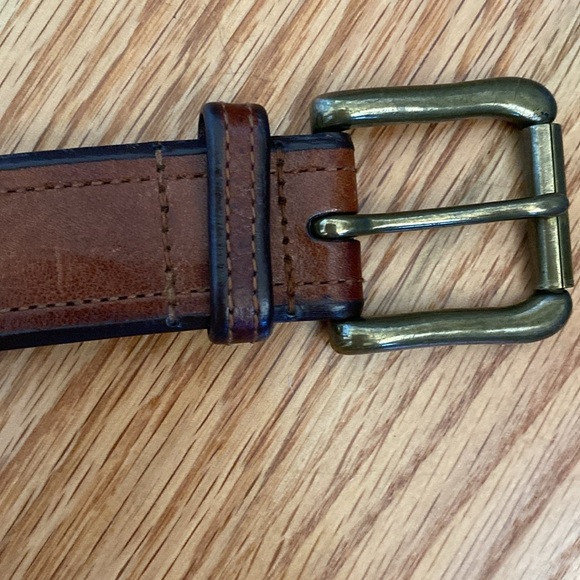 Men’s Ralph Lauren Leather Belt Brown Brass Buckle distressed classic vintage - Picture 5 of 13